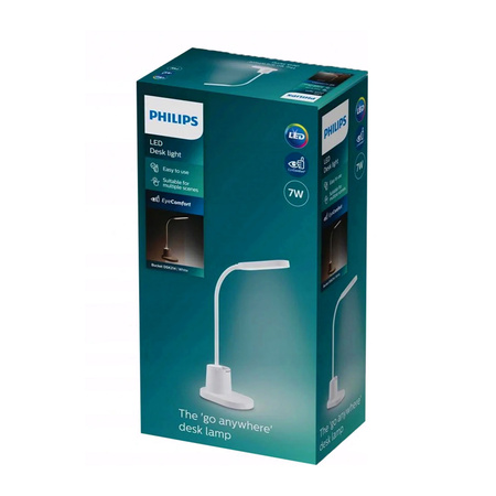 BUCKET 7W CCT LED Tisch-Schreibtischlampe dimmbar USB Weiß PHILIPS