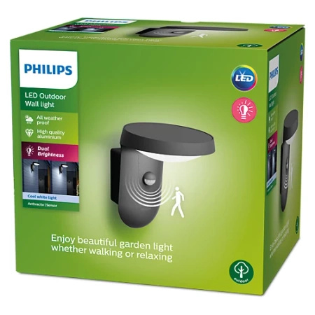 Gartenleuchte LED Wandleuchte TYLA IR myGarden 9W 4000K IP44 mit Bewegungs- und Dämmerungssensor Anthrazit PHILIPS