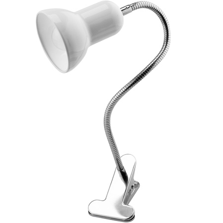 Schreibtischlampe Tisch Verstellbar DONA Schule Nachtlicht E27 Clip Weiß LUMILED