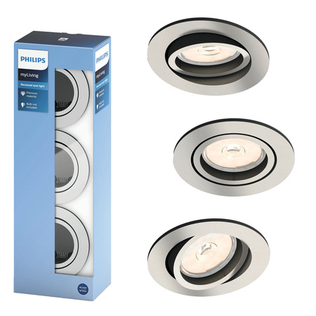 Halogen-Steckleuchte DONEGAL 3x GU10 rund beweglich satiniert PHILIPS