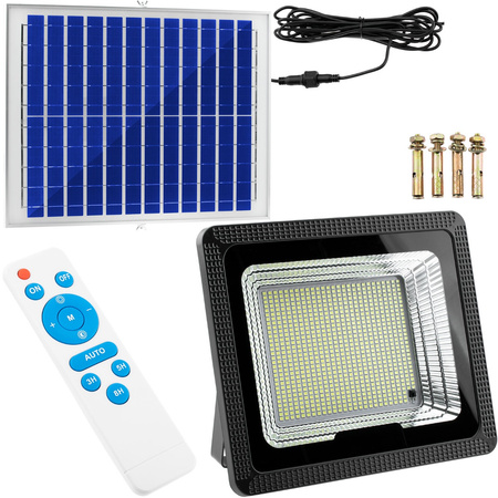 Flutlicht 300W LED Lampe + Solarpanel Kaltfarbe IP67 + Fernbedienung