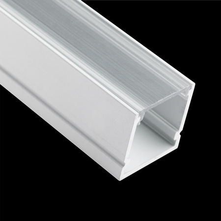 Anodisiertes Aluminium LED-Profil KM38 mit Klarglasabdeckung und Endkappen, 1m Silber LUMILED