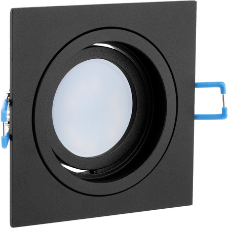 Einbauleuchte HALOGEN GU10 MR16 Quadratisch Schwarz CASSIO LUMILED + LED-Lampe GU10 6W = 60W 580lm Neutral