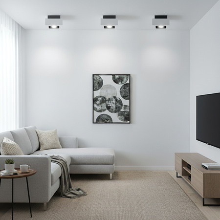 Halogen-Aufbauleuchte GU10, Aufbauspot beweglich Quadrat Weiß AURI LUMILED