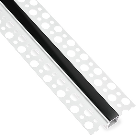 Architektonisches Aluminium LED-Profil für Gipskartonplatten mit Schwarz Abdeckung, 1m LUMILED