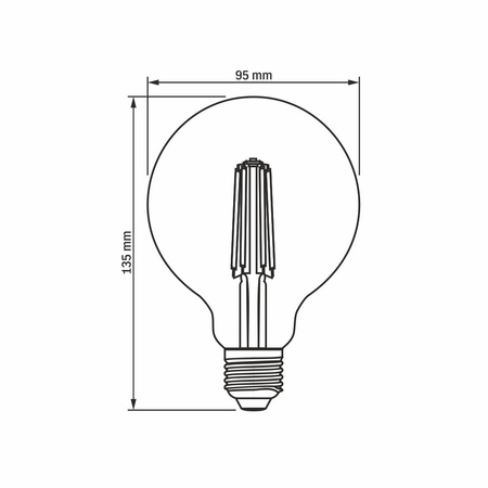 E27 G95 LED Lampen 7 W = 53 W, 700 lm, 2200 K, warmer Bernsteinfaden, dimmbar, 360° VIDEX