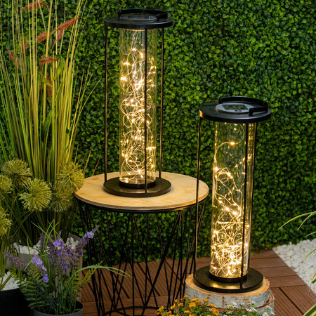 LED-Solarlampe für den Außenbereich Garten stehend Hängelaterne 3000K IP44 46cm Dämmerungssensor