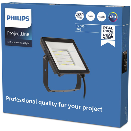 LED-Flutlicht-Reflektor 30W 2850lm 6500K IP65 Schwarz ProjectLine Philips