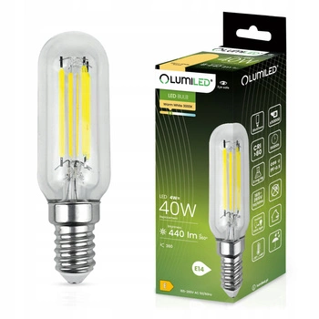 LED Lampen E14, LED Kühlschranklampe T25 4W = 40W 440lm 3000K warm Glühfaden LUMILED