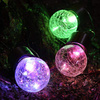 LED-Solar-Gartenlampe hängende LED-RGB-KUGEL Glas schwarz Cracked-Glas-Effekt