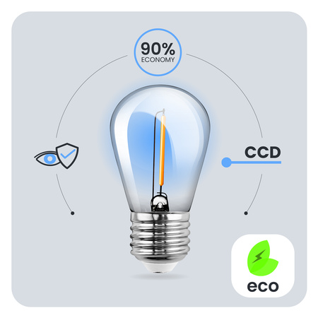 5x LED Filament Lampen E27, ST14 für Lichterketten 1W = 10W 100 lm 2700K warm Glühfaden LUMILED