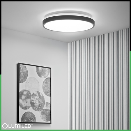 LED Decke Plafond Aufputz 36W 4000K CELIS Rund IP44 Schwarz Ring ALS LUMILED