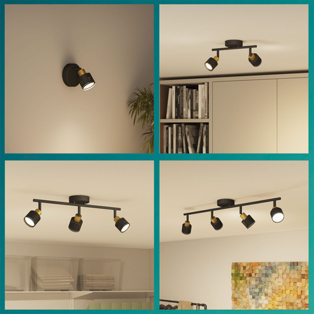 Reflektor-Deckenleuchte 3x GU10 Schwarz-Kupfer Niall Philips