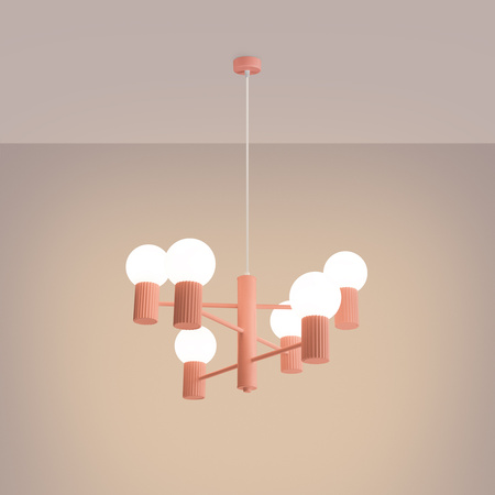 Kronleuchter Pendelleuchte 6x G9 Aluminium Pfirsich Halo Französisch Himmel SL.1838 Sollux