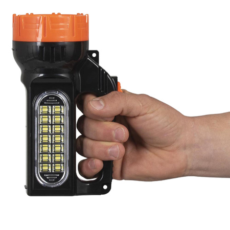 Taschenlampe wiederaufladbar Suchscheinwerfer Werkstatt Solar LED 1,5W 150lm vorne / 2,1W 500lm seitlich LB0169 LIBOX