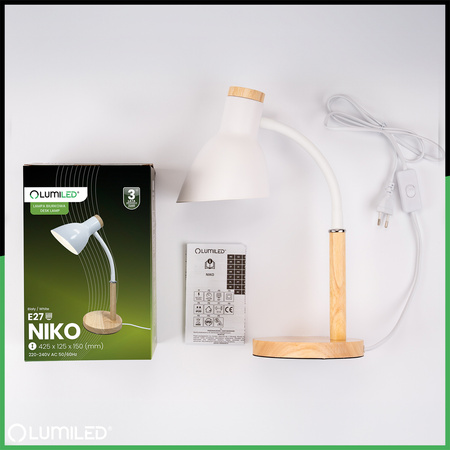 Schreibtischlampe Schule Zeichentisch Dekorativ E27 NIKO Weiß Lumiled