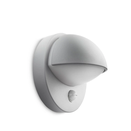 PHILIPS Garten-Wandleuchte JUNE E27 IP44 mit Bewegungssensor Rund Grau