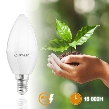 6x LED Lampen E14, Kerzenform Lampe B35 5W = 40W 470lm 180° 4000K neutral LUMILED