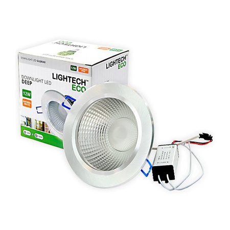 Deckenleuchte 12W Einbau-LED-DOWNLIGHT DEEP Rund 4000K 960lm Silber