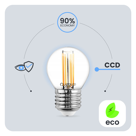 6x LED-Lampe E27 Ball P45 4W = 40W 470lm 4000K Neutral 360° FILAMENT LUMILED