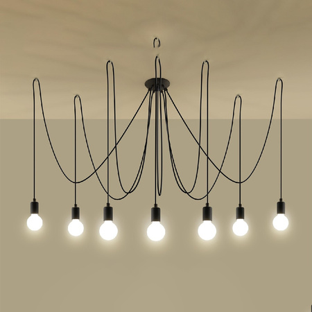 EDISON 7xE27 Spider Kronleuchter Hängeleuchte Deckenleuchte Loft Schwarz SOLLUX