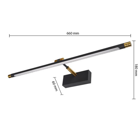 Wandleuchte LED Wandleuchte über Spiegel 14W 1680lm 4000K 160° Schwarz Gold 66cm Gemino Masterled