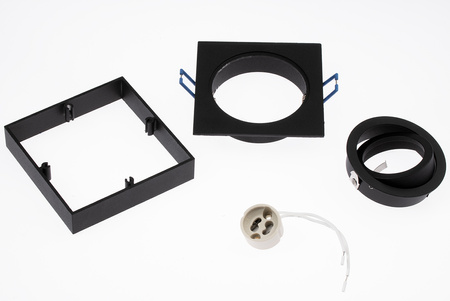 HALOGEN Einbaustrahler Tuba Spot, beweglich GU10 Quadrat Schwarz 20mm MIDI + LED GU10 6W 4000K LUMILED