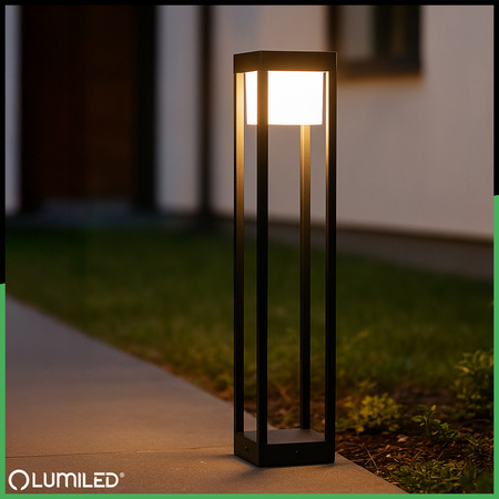 LED 12W 3000K 80cm Schwarz QUERCUS LUMILED Outdoor Standing Post Gartenlampe