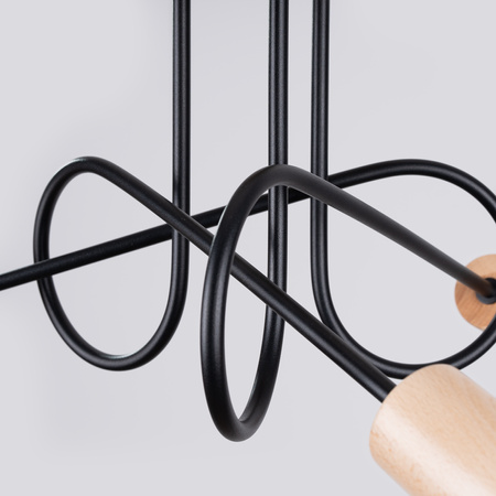 Deckenleuchte Kronleuchter Spider Pendelleuchte 3x E27 Naturholz Schwarz Glut Pfirsich Puff SL.1477 Sollux