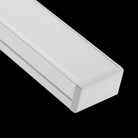 Eloxiertes Aluminiumprofil für LED KM35 Silber Aufbau 2m + undurchsichtige Abdeckung + Endkappen