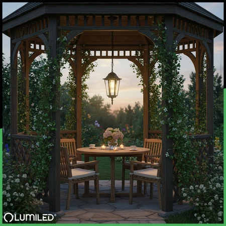 Hängende Gartenlampe E27, Hängende Gartenlaterne Schwarz BELLIS LUMILED