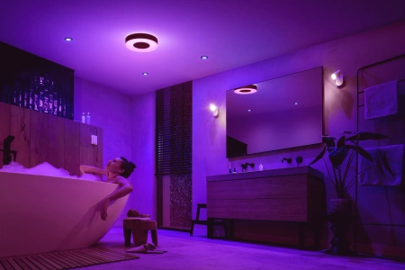 Plafond LED Xamento Deckenleuchte für Badezimmer Schwarz 33.5W 38cm IP44 CCT RGB PHILIPS HUE Bluetooth
