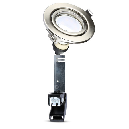 3x Einbauleuchte Satin Nickel + GU10 LED Leuchtmittel 5W 3000K VT-4444 V-TAC