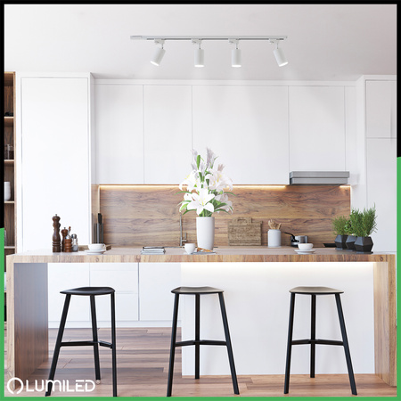 2m Stromschiene + 4x Schienenstrahler GU10 Weiß SAGI LUMILED