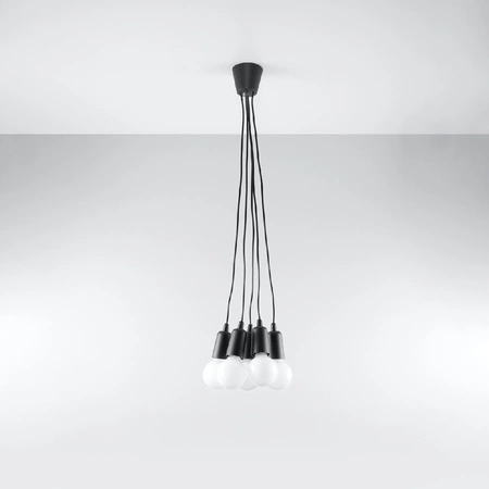 DIEGO LED-Pendelleuchte 5xE27 Hängend Schwarz SOLLUX
