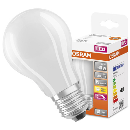 E27 LED Leuchtmittel 8,5W = 60W 806lm 2700K Warm 300° CRI80 OSRAM Dimmbar