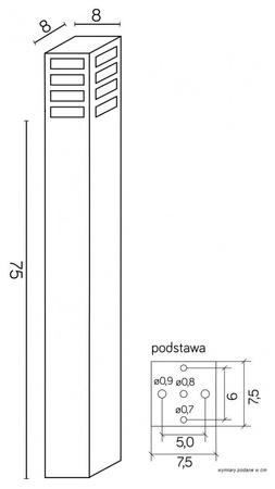 Außenstehende Gartenleuchte POST RADO III 1 BL E27 75cm Su-Ma