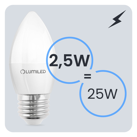 6x LED Lampen E27, Glühbirne B35 2.5W = 25W 249lm 180° 6500K kalt LUMILED