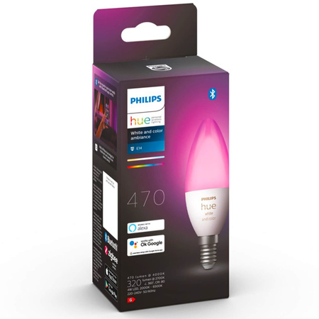 LED Kerze E14 B39 5.3W CCT RGB PHILIPS HUE Weiß & COLOR Ambiente Bluetooth Zigbee Glühbirne