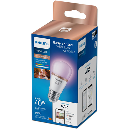 LED-Lampe E27 P45 4.9W = 40W 2200-6500K + RGB SMART WiFi Philips WiZ