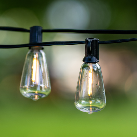 Solar Garten Girlande 40x LED Dekobirnen 14,5m 2700K Warm + PYRIS LUMILED Fernbedienung