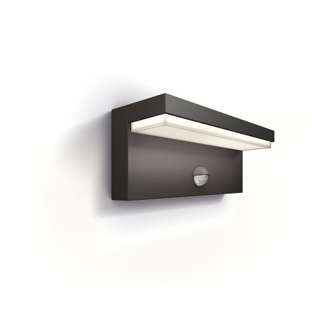 Garten LED Wandleuchte BUSTAN 3.8W Bewegungssensor 2700K Warm IP44 Anthrazit PHILIPS
