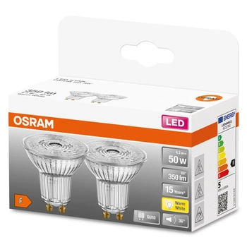 2x GU10 LED Leuchtmittel 4,3W = 50W 350lm 2700K Warm 36° OSRAM STAR