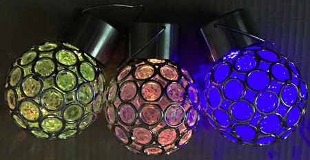 LED-Solar-Gartenlampe KULA Gips 8cm LED RGB hängend Volteno