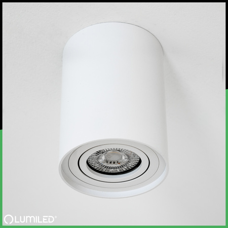 Halogen-Aufbauleuchte GU10, Aufbauspot 115mm beweglich Runde Tube Weiß AMAT-L LUMILED