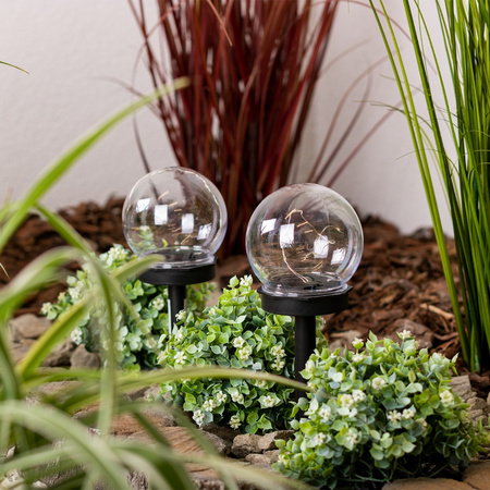 Solar-LED-Gartenlampe mit Nieten dekorative Kugel 3000K IP44 10 cm