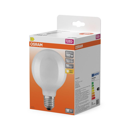 E27 G95 LED Lampen 11,5 W = 100 W, 1521 lm, 2700 K, Wärme 300 °, OSRAM Retrofit Filament