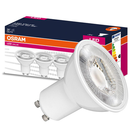 3x LED Leuchtmittel GU10 4,5W = 50W 350lm 2700K Warm 36° OSRAM VALUE