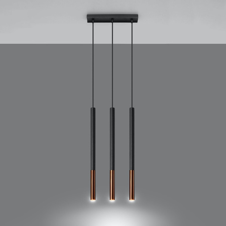 MOZAICA 3L 3xG9 Hängende Deckenleuchte Elegant Schwarz-Kupfer SOLLUX