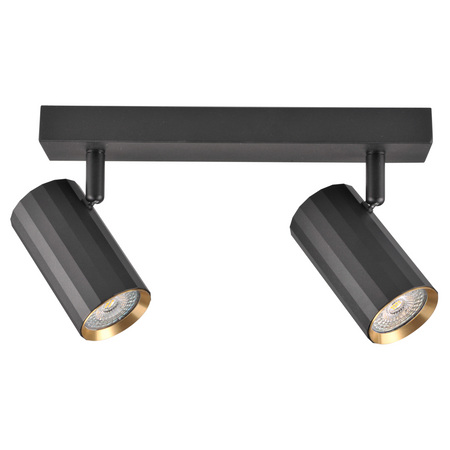 Wand- &amp; Deckenstrahler 2x GU10 Schwarz Gold NICEA Sanico Goldlux